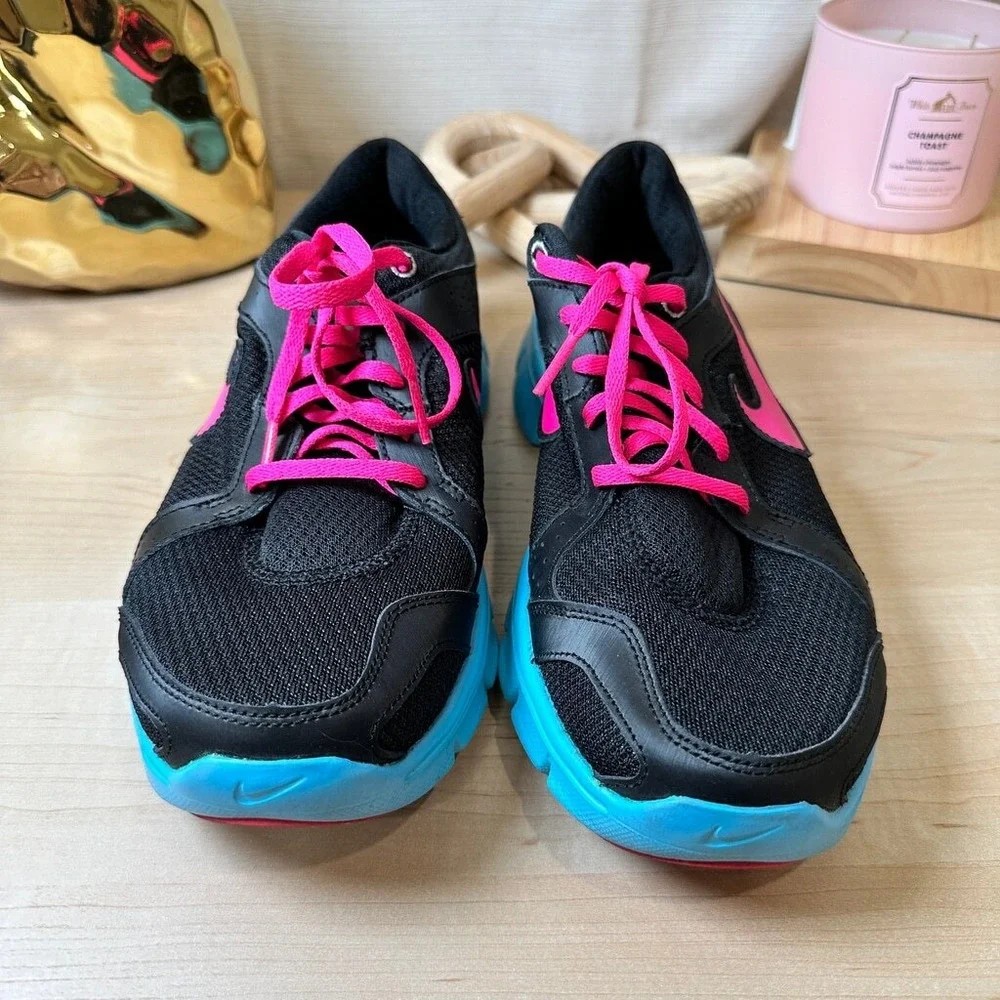 NIKE‎ Flex Experience Black Pink Blue Running Sneakers US 8.5